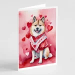 Akita My Valentine Greeting Cards Pack of 8 - Beautiful Akita Breed Art for Valentine's Day