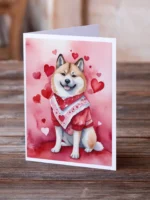 Akita My Valentine Greeting Cards Pack of 8 - Beautiful Akita Breed Art for Valentine's Day - Image 2