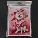 Akita My Valentine Greeting Cards Pack of 8 - Beautiful Akita Breed Art for Valentine's Day - Image 3