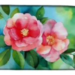Elegant Alabama Camellia Watercolor Dish Drying Mat - Absorbent & Stylish Kitchen Accessory