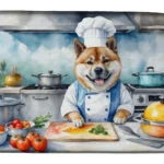 Akita The Chef Dish Drying Mat - Stylish & Absorbent Kitchen Counter Accessory, 14" x 22" - Unique Akita Artwork