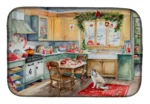 Alaskan Klee Kai Christmas Dish Drying Mat | Festive & Absorbent Kitchen Decor