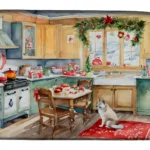 Alaskan Klee Kai Christmas Dish Drying Mat | Festive & Absorbent Kitchen Decor