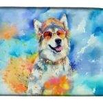 Alaskan Malamute Hippie Dawg Dish Drying Mat - Absorbent, Stylish & Durable Kitchen Accessory