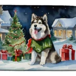 Alaskan Malamute Christmas Dish Drying Mat - Cozy, Festive & Absorbent | 14"x22" Non-Slip & Machine Washable