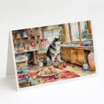 Alaskan Malamute Christmas Cookies Greeting Cards | Festive Holiday Cards Pack of 8 with Envelopes