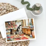 Alaskan Malamute Christmas Cookies Greeting Cards | Festive Holiday Cards Pack of 8 with Envelopes - Image 2