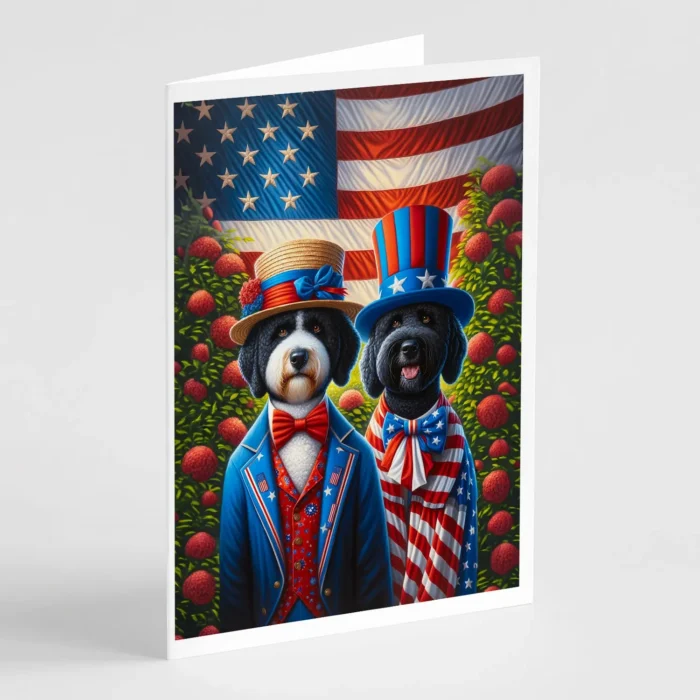 All American Portuguese Water Dog Greeting Cards - Pack of 8 - High-Quality Blank Inside with Envelopes - Image 1