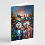 All American Siberian Husky Greeting Cards Pack - Premium Quality, Blank Inside, Set of 8 with Matching Envelopes