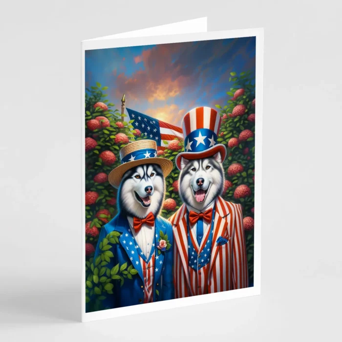 All American Siberian Husky Greeting Cards Pack - Premium Quality, Blank Inside, Set of 8 with Matching Envelopes - Image 1