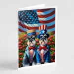 All American Schnauzer Greeting Cards Pack of 8 | Premium 5x7 Blank Interior Cards | Ideal for Birthdays, Holidays & Special Occasions