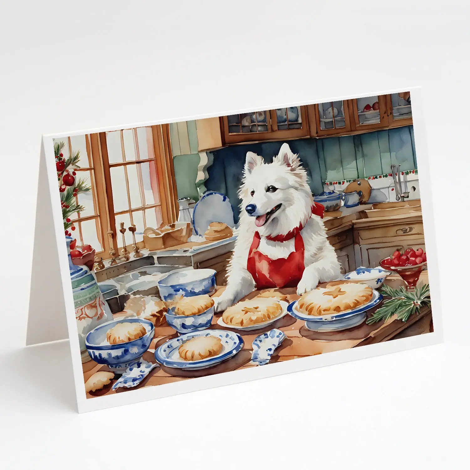 39730691_large.webp American Eskimo Christmas Cookies Greeting Cards - Pack of 8 | High-Quality Holiday Cards with Envelopes for Dog Lovers - Image 1