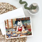American Eskimo Christmas Cookies Greeting Cards - Pack of 8 | High-Quality Holiday Cards with Envelopes for Dog Lovers - Image 2