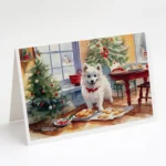 American Eskimo Christmas Cookies Greeting Cards - Pack of 8 | Beautiful Holiday Cards with Envelopes | 5x7 Blank Inside