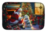 Festive American Eskimo & Santa Claus Dish Drying Mat - Absorbent & Stylish Kitchen Accessory