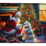 Festive American Eskimo & Santa Claus Dish Drying Mat - Absorbent & Stylish Kitchen Accessory