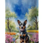 Australian Cattle Dog Spring Garden Kitchen Towel - Plush Velour, Absorbent & Durable