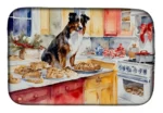 Adorable Australian Shepherd Christmas Cookies Dish Drying Mat Absorbent, Non-Slip, Machine Washable 14" x 22"