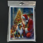 Pack of 8 Australian Shepherd and Santa Claus Christmas Greeting Cards - Premium 5x7 Holiday Cards with Envelopes Blank Inside for Personalized Messages - Image 3