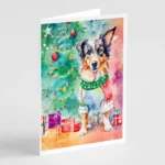 Australian Shepherd Christmas Greeting Cards Pack of 8 - Festive Holiday Cards with Envelopes