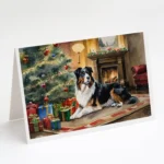 Australian Shepherd Cozy Christmas Greeting Cards - Pack of 8 | Stunning Breed-Specific Art | 5x7 Blank Cards with Envelopes