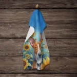 Basenji in Sunflowers Kitchen Towel - Ultra Absorbent, Durable & Decorative Plush Velour - Image 4