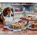 Basset Hound Christmas Cookies Dish Drying Mat - Absorbent, Non-Slip & Machine Washable, 14x22 Inches