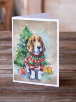 Basset Hound Christmas Greeting Cards Pack of 8 - Adorable Holiday Cards with Beautiful Breed Artwork, 5x7 Folded Cards with Envelopes - Image 2