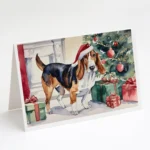 Basset Hound Christmas Cards Pack of 8 | Holiday Greeting Cards with Blank Interiors for Personalized Messages