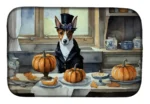 Basenji Fall Kitchen Pumpkins Dish Drying Mat - Absorbent, Machine-Washable, Non-Slip | Seasonal Kitchen Decor