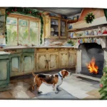 Festive Basset Hound Christmas Cookies Dish Drying Mat - Absorbent & Stylish Kitchen Accessory for the Holidays