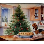 Festive Basset Hound Christmas Cookies Dish Drying Mat - Absorbent & Non-Slip | Perfect for Holiday Decor