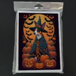 Basenji Witchy Halloween Greeting Cards Pack of 8 - High-Quality 5x7 Cards with Envelopes | Unique Basenji Dog Art - Image 3