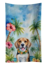 Beagle Luau Kitchen Towel - Plush Velour, Ultra Absorbent, 15x25 Inches, Stylish & Functional