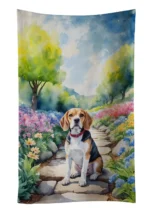 Beagle Spring Garden Kitchen Towel - Plush Velour & Cotton Terry Loop, Ultimate Absorbency & Style