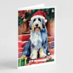 Bearded Collie Christmas Greeting Cards Festive Pack of 8 High-Quality Holiday Cards with Envelopes