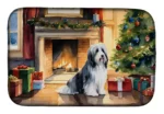 Bearded Collie Cozy Christmas Dish Drying Mat - Festive & Absorbent Kitchen Accessory for Holiday Cheer