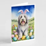 Bearded Collie Easter Egg Hunt Greeting Cards - Pack of 8 - Perfect for Easter Celebrations & Special Occasions