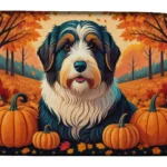 Bearded Collie Fall Dish Drying Mat - Premium Water-Absorbent Kitchen Accessory