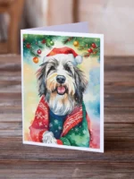 Bearded Collie Christmas Greeting Cards Pack of 8 | High-Quality 5x7 Blank Holiday Cards with Envelopes | Stunning Bearded Collie Artwork - Image 2