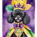 Black Poodle Mardi Gras Garden Flag - Durable & Weatherproof Outdoor Decoration