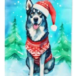Siberian Husky Christmas Garden Flag - Festive Holiday Outdoor Decoration - Weather-Resistant & Double-Sided