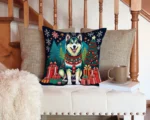 Festive Alaskan Malamute Christmas Throw Pillow - Durable & Weather-Resistant, Perfect for Home & Patio - Image 4