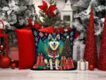 Festive Alaskan Malamute Christmas Throw Pillow - 18x18 Decorative Cushion for Indoors & Outdoors - Image 2