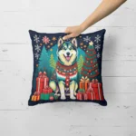 Festive Alaskan Malamute Christmas Throw Pillow - 18x18 Decorative Cushion for Indoors & Outdoors - Image 5