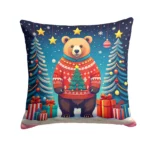 Bear Christmas Throw Pillow - Festive & Water-Resistant Decorative Cushion for Indoor/Outdoor