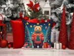 Bear Christmas Throw Pillow - Festive & Water-Resistant Decorative Cushion for Indoor/Outdoor - Image 2