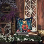 Bear Christmas Throw Pillow - Festive & Water-Resistant Decorative Cushion for Indoor/Outdoor - Image 4