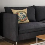 Vibrant Alaskan Klee Kai and Flowers Decorative Throw Pillow - Water-Resistant, Made in USA | Perfect for Indoor & Outdoor Use - Image 3