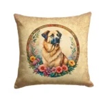 Anatolian Shepherd Dog and Flowers Throw Pillow - Vibrant, Water-Resistant Decorative Pillow for Indoors & Outdoors